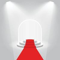 escenario de podio con alfombra roja y lámpara blanca vector