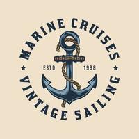 Vintage Anchor and ship rope marine cruise design vector