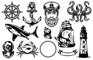 Vintage Nautical and Marine Design Elements vector