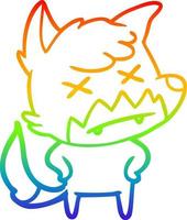 rainbow gradient line drawing cartoon dead fox vector