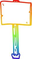 poste de señal de dibujos animados de dibujo de línea de degradado de arco iris vector