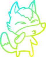 cold gradient line drawing cartoon wolf whistling vector