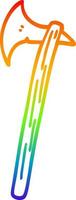 rainbow gradient line drawing cartoon golden large axe vector