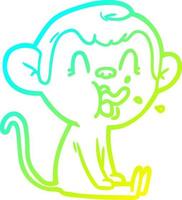 cold gradient line drawing crazy cartoon monkey sitting vector