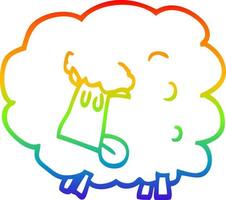 dibujo de línea de gradiente de arco iris oveja negra de dibujos animados vector