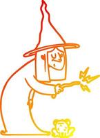 warm gradient line drawing cartoon witch vector