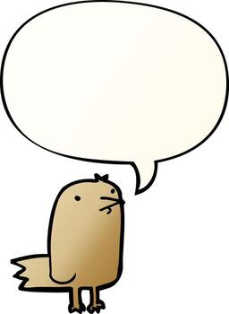 cartoon bird and speech bubble in smooth gradient style vector