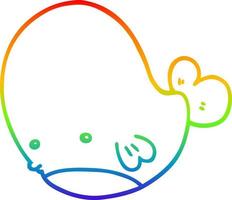 rainbow gradient line drawing cartoon whale vector