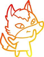 warm gradient line drawing friendly cartoon wolf vector