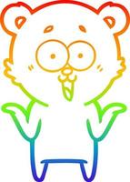 arco iris gradiente línea dibujo riendo oso de peluche dibujos animados vector