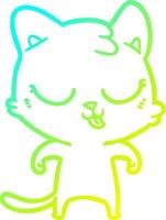 cold gradient line drawing cartoon cat vector