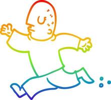 rainbow gradient line drawing cartoon man running vector