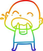 rainbow gradient line drawing cartoon shouting bald man vector