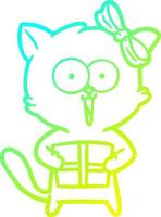 cold gradient line drawing cartoon cat vector