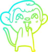 cold gradient line drawing crazy cartoon monkey vector