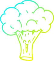 cold gradient line drawing cartoon broccoli vector