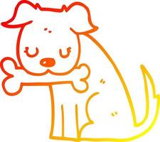 warm gradient line drawing cartoon dog vector