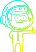 cold gradient line drawing happy astronaut cartoon vector