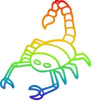 rainbow gradient line drawing cartoon scorpion vector