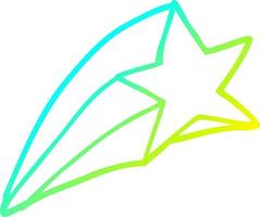 cold gradient line drawing cartoon shooting star vector