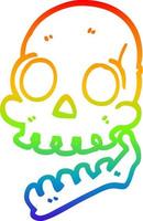 rainbow gradient line drawing cartoon skull vector