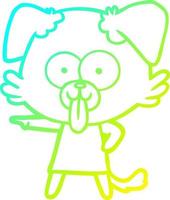 cold gradient line drawing cartoon dog with tongue sticking out vector