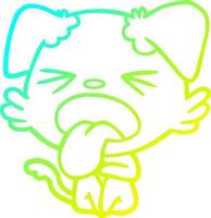 cold gradient line drawing cartoon disgusted dog sitting vector