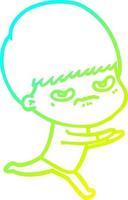 cold gradient line drawing cartoon angry boy vector