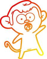 warm gradient line drawing cartoon shocked monkey vector