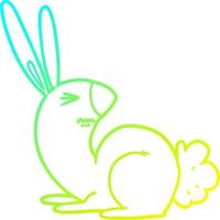 cold gradient line drawing cartoon annoyed rabbit vector