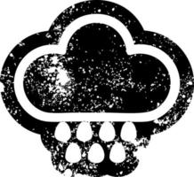 icono angustiado de la nube de lluvia vector
