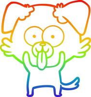 rainbow gradient line drawing cartoon dog with tongue sticking out vector