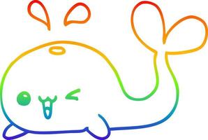 rainbow gradient line drawing cartoon whale vector