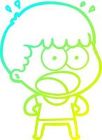 cold gradient line drawing cartoon shocked man vector