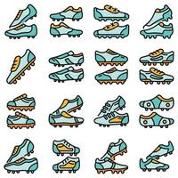 iconos de botas de fútbol establecer vector plano