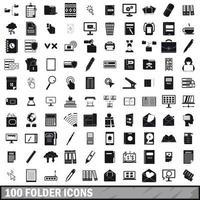 Conjunto de 100 iconos de carpeta, estilo simple vector