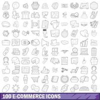 100 ecommerce icons set, outline style vector