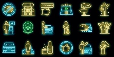 Hitchhiking icons set vector neon