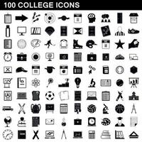 100 college icons set, simple style vector