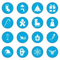 16 christmas icon blue vector