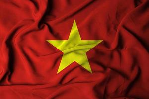 Selective focus of vietnam flag, with waving fabric texture. 3D illustration photo