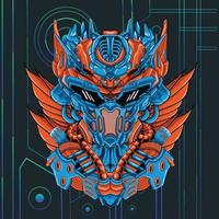 Killer robot head mecha illustration vector