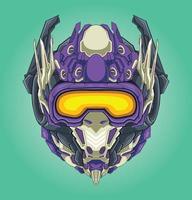 Detailed killer robot head illustration vector