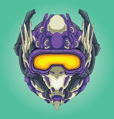 Detailed killer robot head illustration