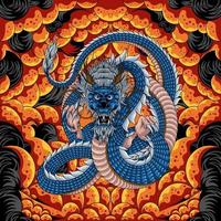 Cool blue dragon illustration vector
