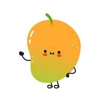 Cute funny mango character. Vector hand drawn cartoon kawaii character illustration icon. Isolated on white background. Mango character concept