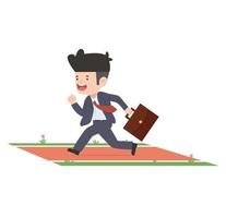 Business man with briefcase running in racetrack vector