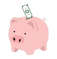 piggy bank with dollars Savings Concept vector