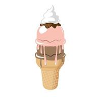 chocolate and strawberry Delicious ice cream cone vector