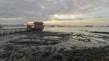 Timelapse sunrise over boat wreck near coastal video